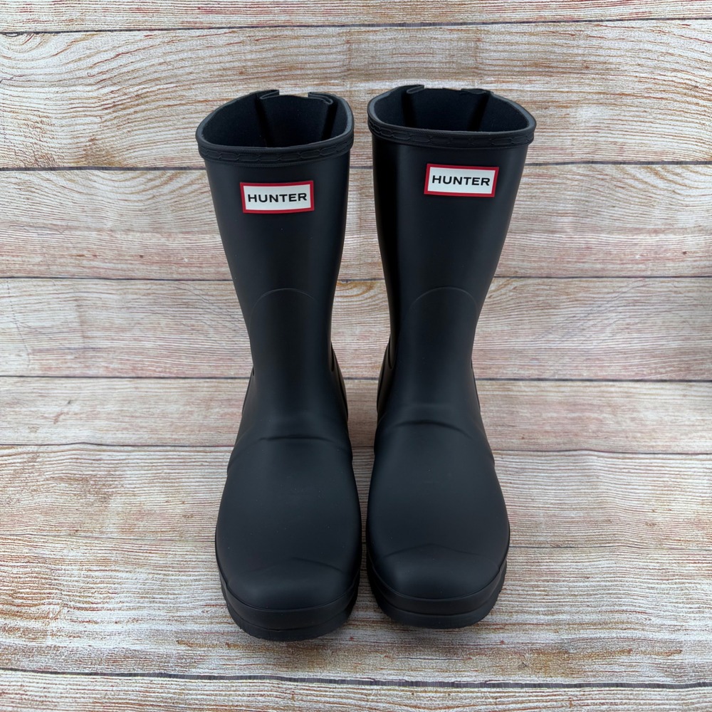 Hunter‎ Original Short Back Adjustable Rain Boots Black WFS1013RMA Womens 10